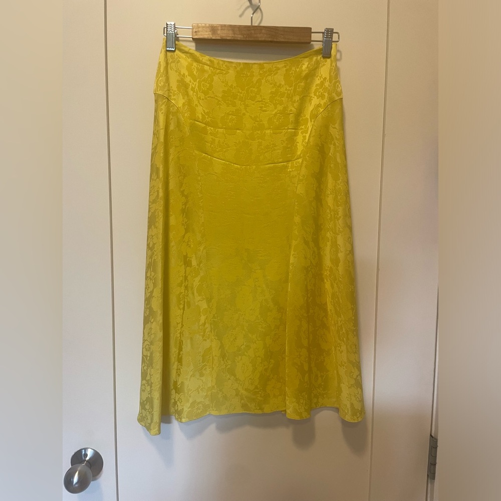 Lewit yellow floral silk skirt US4 $349
